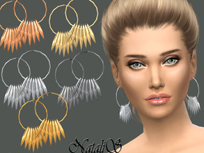 Sims 4 — NataliS_Spiked array hoop earrings by Natalis — Ellipses of sleek, radiant metal stretch in spiked array, strung