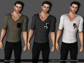 Sims 3 — V Neck Shirt With Pocket by Bill_Sims — YA/AM Everyday/Formal/Sleepwear/Athletic Recolorable | variation 1 - 2