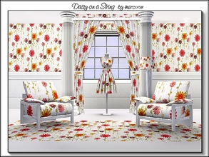 Sims 3 — Daisy on a String_marcorse by marcorse — Fabric pattern: daisy shapes on long stalks in earth tones