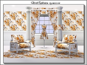 Sims 3 — Floral Explosion_marcorse by marcorse — Fabric pattern: light orange and blue flowers in an 'expolsive' design