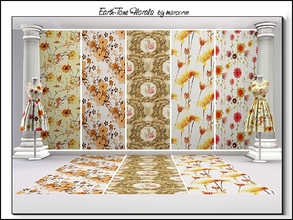 Sims 3 — Earth Toned Florals_marcorse by marcorse — Five collected Fabric patterns in soft earth tonings. [ ... but. if