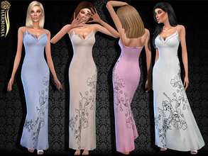 Sims 4 — Printed Silk-Satin Nightdress by Harmonia — Decorated with a graphic floral print. 5 colors.