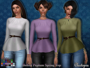 Sims 4 — Set54- Belted Peplum Spring Top by Cleotopia — A fresh new top to celebrate spring! This top is a basic need for