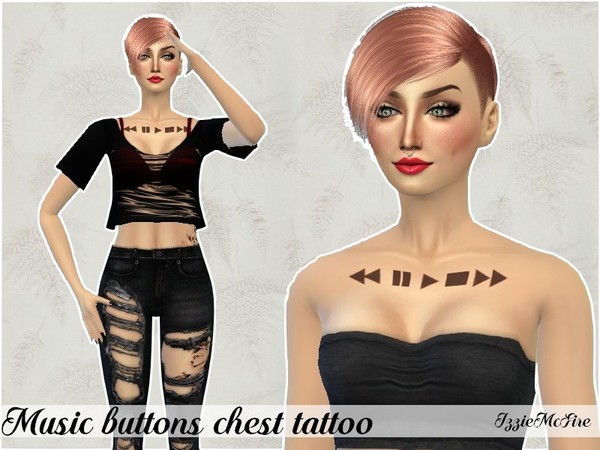Sims 4 — IMF Music buttons chest tattoo by IzzieMcFire — A music buttons chest tattoo for ladies. Enjoy! (: