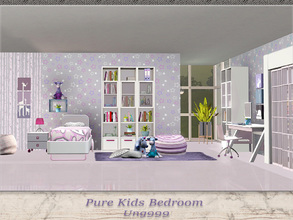 Sims 3 — Pure Kids Bedroom by ung999 — A modern, simple with soft pink and blue and white accents kids room. Objects in