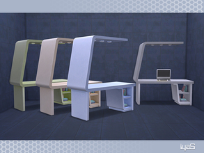 Sims 4 — Eco Futuristic Desk by soloriya — Ultra modern desk for your study room. Part of Eco Futuristic set. 4 color