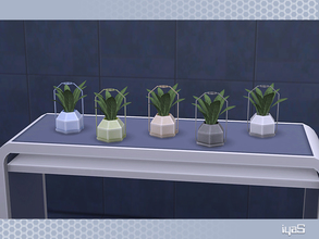 Sims 4 — Eco Futuristic plant by soloriya — A plant in a faceted pot. Part of Eco Futuristic set. 4 color variations.