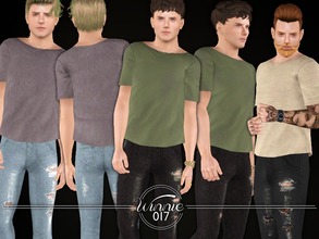 Sims 3 — Linen T-Shirt by winnie017 — Basic linen T-shirt for male sims recolorable (1 channel) custom mesh all LOD's