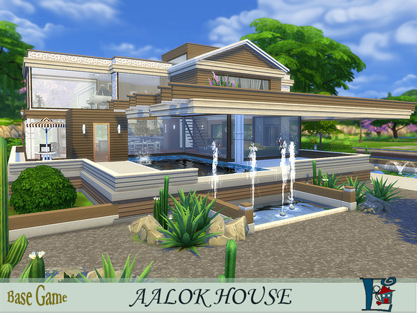 Sims 4 — Aalok House by evi — A modern three bedroom cozy house with a private pool and a small private gym