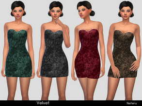 Sims 4 — Velvet by Neferu2 — Velvet dress. 4 color options Everyday/Formal/Party