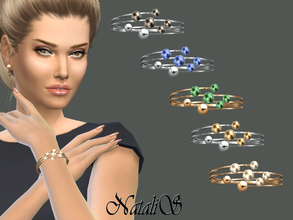 Sims 4 — NataliS_Bits and Baubles Bracelet by Natalis — This faux pearl and gold studs dot this quirky yet classic