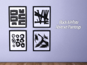 Sims 4 — Black and White Abstract Painting by hutzu2 — 4 black and white paintings. Custom Thumbnail. Enjoy!;) 