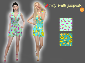 Sims 4 — Tutty Frutti Jumpsuit - Get to Work needed by hutzu2 — !!! GET TO WORK NEEDED !!! Fun and colorful jumpsuits for