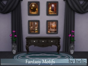 Sims 4 — Fantasy Motifs by Ineliz — A set of 4 paintings with fantasy motifs.