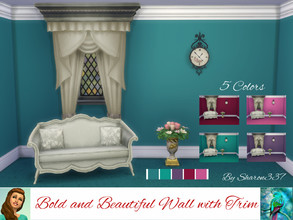 Sims 4 — Bold and Beautiful Wall with Trim by sharon337 — Wall with Trim in 5 different colors, created for Sims 4, by