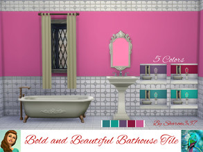 Sims 4 — Bold and Beautiful Bathouse Tile by sharon337 — Wall with Tile in 5 different colors, created for Sims 4, by