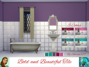 Sims 4 — Bold and Beautiful Tile by sharon337 — Wall with Tile in 5 different colors, created for Sims 4, by Sharon337.