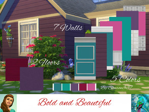 Sims 4 — Bold and Beautiful by sharon337 — Set of 7 Walls and 2 Floors ( Carpet and Wooden) in 5 different colors,