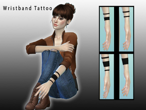Sims 4 — Wristband Tattoo No1 by hutzu2 — 4 models of wristband tattoos. In the 'Tattoo' category in CAS. Custom