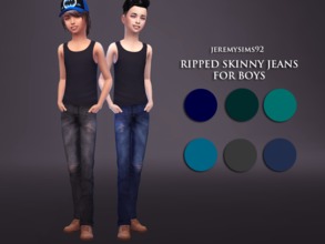 Sims 4 — Boy's Ripped Skinny Jeans by jeremy-sims92 — Ripped skinny jeans for boys 6 colors/ mesh by EA Hairs by maysims