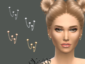 Sims 4 — NataliS_Hanging Chain Ear Cuff-FIX by Natalis — Two metal ball and hanging chain ear cuff. 4 colors. FT-FA-YA