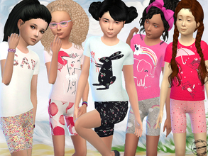 Sims 4 — Dream On Pyjamas by FritzieLein — 6 new pyjamas with girlie pink and white prints. Hope you enjoy!