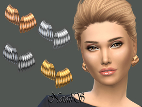 Sims 4 — NataliS_Curved plate earrings by Natalis — Curved metal plates earrings. FT-FA-YA. 4 colors.