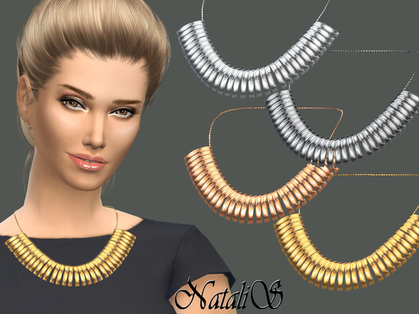 Sims 4 — NataliS_Curved plates necklace by Natalis — Curved metal plates necklace. FT-FA-YA. 4 colors. Not compatible