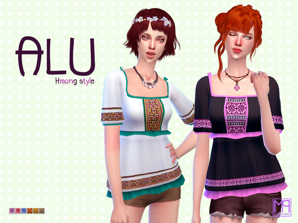 Sims 4 — manueaPinny - Alu by nueajaa — ALU Hmong style Teen to elder 6 Colors