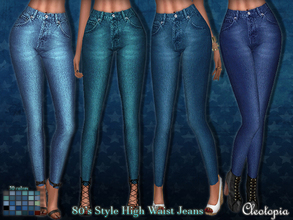 Sims 4 — Set55- 80's wash High waisted jeans by Cleotopia — These jeans are really high waisted and have that