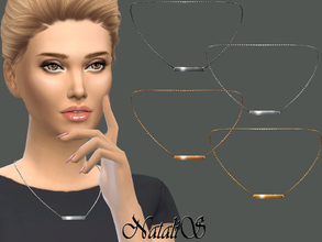 Sims 4 — NataliS_Metal Bar Pendant Link Necklace by Natalis — Metal bar pendant link necklace. 4 colors. FT-FA-YA. Not