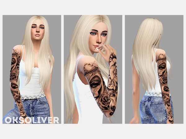 Sims 4 — Female tattoo by OliverOks — Cool female sleeve in black. Gorgeous and realistic look of the game on the