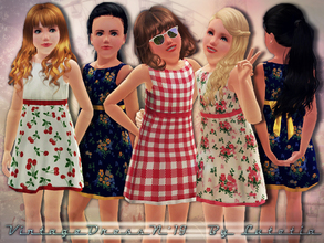 Sims 3 — Vintage Dress No 19 by Lutetia — A cute vintage inspired dress with bow ~ Works for female children ~