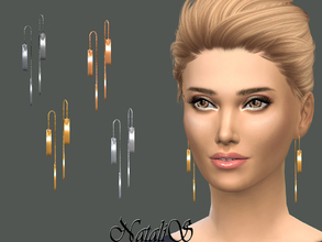 Sims 4 — NataliS_Metal Bar Drop Earrings by Natalis — Metal bar drop link earrings. 4 colors. FT-FA-YA.