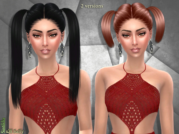 Sims 4 — Sintiklia - Hair set s38 Sally by SintikliaSims — 50 colors( new 8 pastel colors) Long and short ponytails - 2