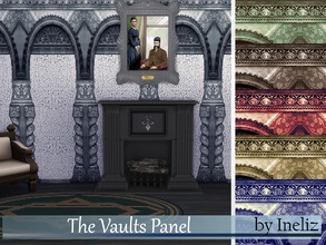 Sims 4 — The Vaults Panel by Ineliz — A set of gothic panels with column motif.