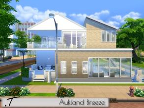 Sims 4 — Aukland Breeze by Torque3 — Aukland Breeze. Modern, Beachy and Cozy. Three bedrooms, two bathrooms, upstairs
