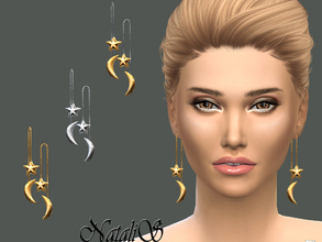 Sims 4 — NataliS_Star Moon Front Back Drop Earrings by Natalis — Moon & star front back drop earrings. Directional