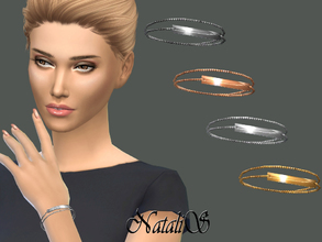 Sims 4 — NataliS_Metal Bar Bracelet by Natalis — Metal bar double chain bracelet. 4 colors. FT-FA-YA.