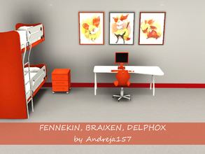 Sims 3 — Fennekin, Braixen, Delphox by Andreja157 — - 3 paintings in 1 file - made in TSRW from EA mesh (Late Night) -