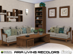 Sims 4 — Aria Living Recolors by Mutske — Recolors of the chairs, loveseat, sofa and pillows of the Aria Living. Make