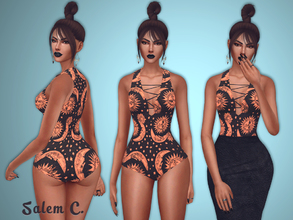 Sims 4 — Star and Moon Outfit by Salem_C — include Bodysuit and Top 10 swatches mesh by me