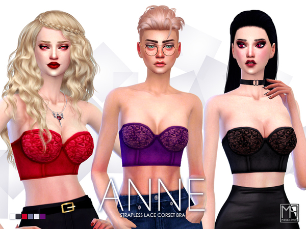 Sims 4 — manueaPinny - Anne by nueajaa — Strapless lace corset bra Teen to elder 6 colors