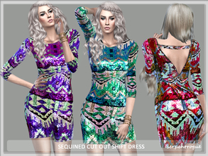Sims 4 — Sequined Cut Out Shift Dress by Serpentrogue — Age: Teen to elder Category: Everyday, party, formal Variations: