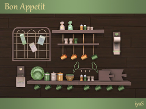Sims 4 — Bon Appetit by soloriya — Two functional shelves and ten decorative objects for you kitchen. Each object has 4
