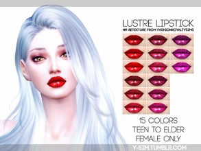 Sims 4 — [ Y ] Lustre Lipstick - N11 Retexture by Y-Sim — Red to purple lipstick with no cupid's bow. This is my first