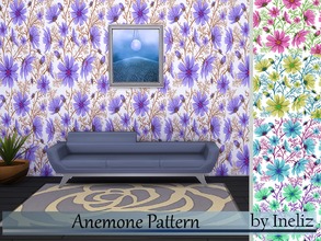 Sims 4 — Anemone Pattern by Ineliz — A set of wallpapers with floral pattern in 5 colors. Happy Simming!