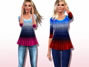 Sims 3 — On-trend Ombre Half-sleeve Tank Top by Harmonia — Style with wide leg trousers for a refreshing summer look.