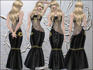 Sims 4 — Camila formal dress by TrudieOpp — Sexy black formal dress with gold trimmings Base game