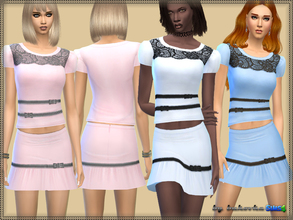 Sims 4 — Set & Little bow  by bukovka — The skirt and T-shirt for women. New mesh. Installed autonomously version 3
